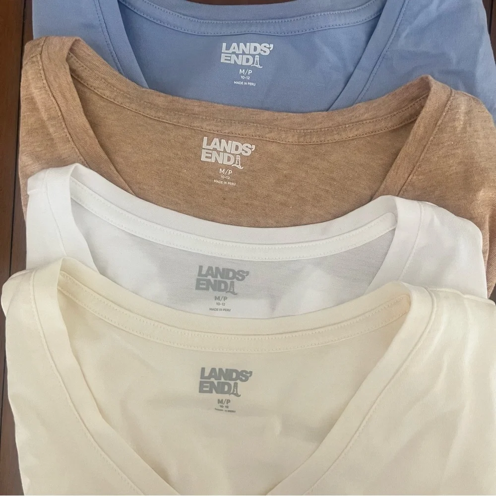 Lands End Long Sleeve Cotton V-neck Tees - Picture 2 of 10